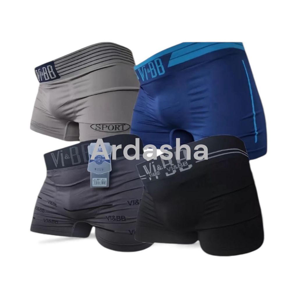 ADST (6 -12 pcs) Vi-Bb Celana Dalam Boxer Pria Dewasa, Celana Dalam Cowok Boxer Sempak Laki - Laki D