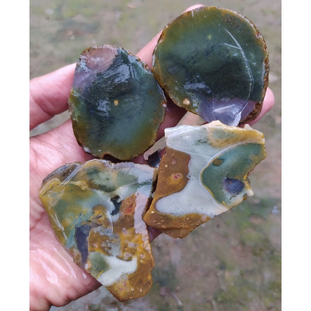 bahan lempengan batu akik pancawarna cristal batu garut motif