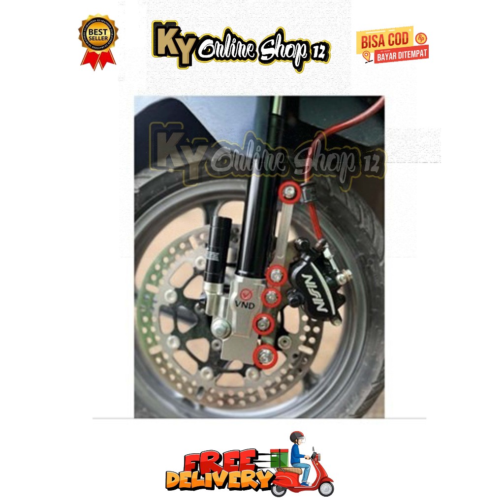 BAUT PAKETAN SHOCK DEPAN VND KTC ( 5 BAUT ) PCX VARIO BEAT DELUXE SCOOPY ADV STYLO GENIO SPACY 110 1