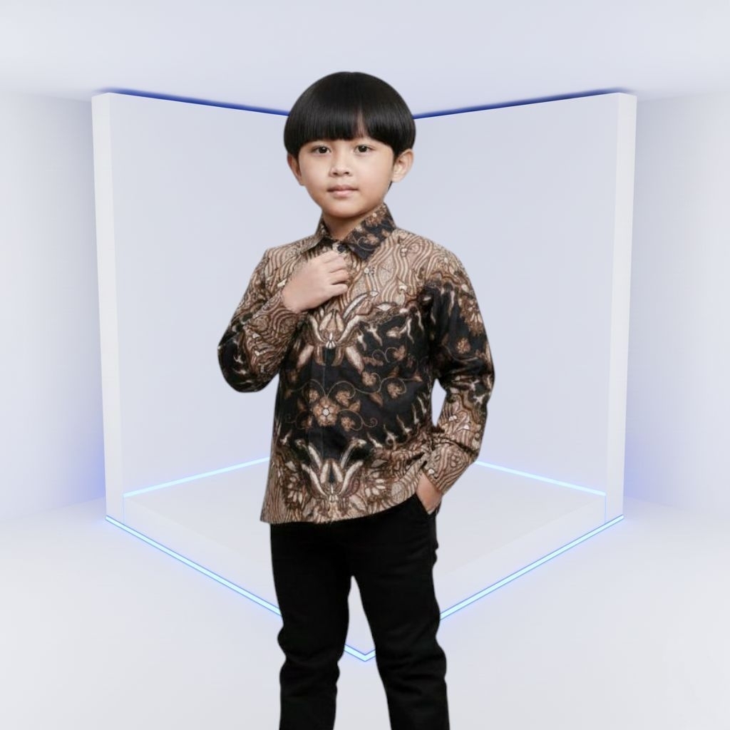 Baju Kemeja Batik Anak Cowok 2-12 Tahun Lengan Panjang Terbaru Warna Tidak Luntur