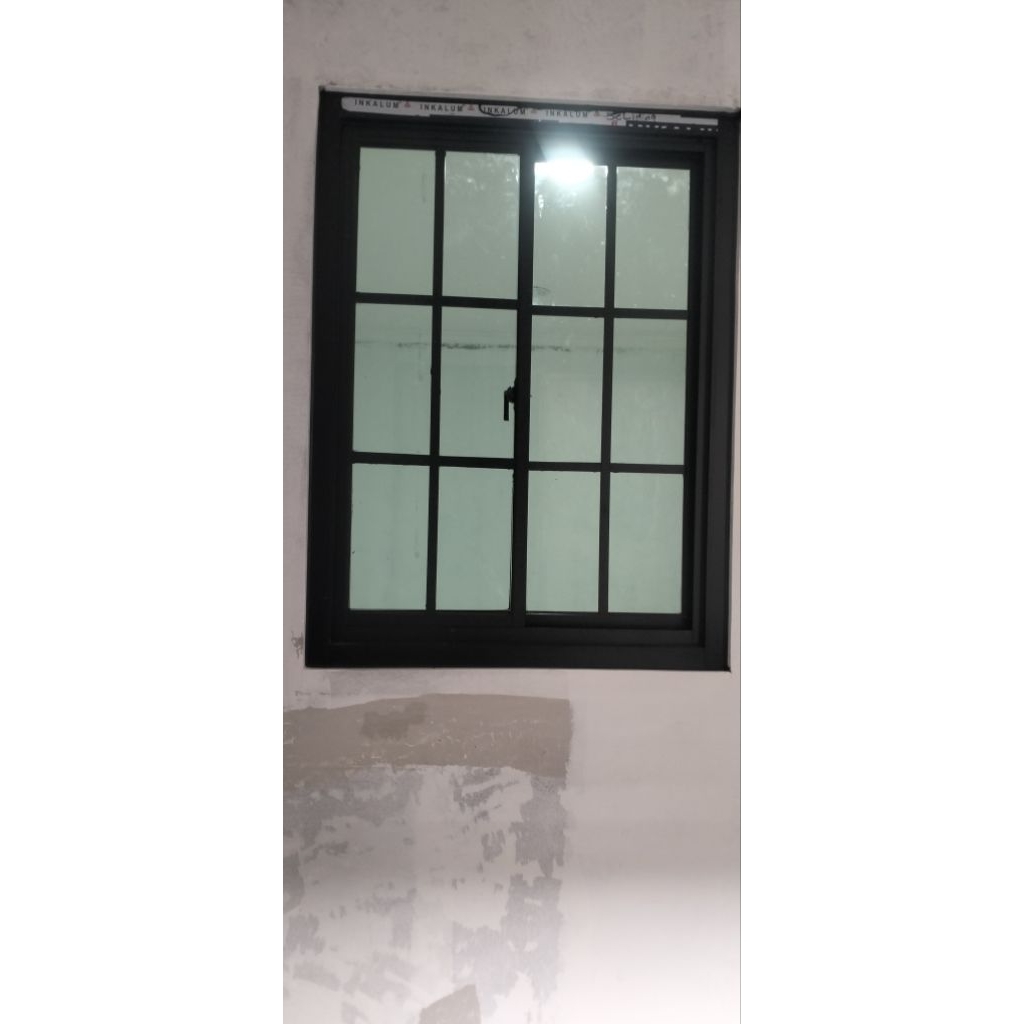 kusen jendela aluminium seleding/geser kanan kiri UK.T60cm x L80 cm gratis Peking kayu dan Babel web