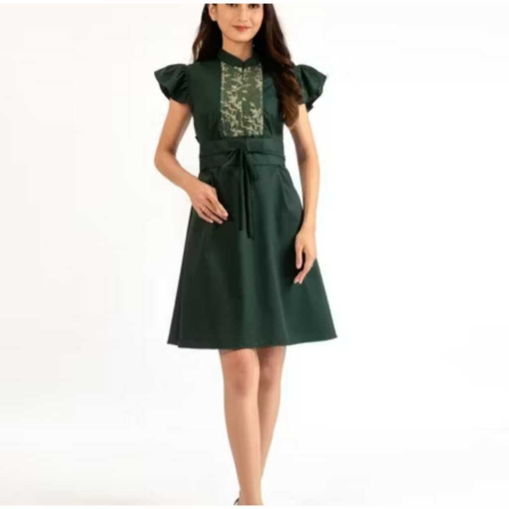 GAUN SINCIA DRESS CHEONGSAM IMLEK WANITA  GREEN LACE FORTUNE TAHUN BARU CINA