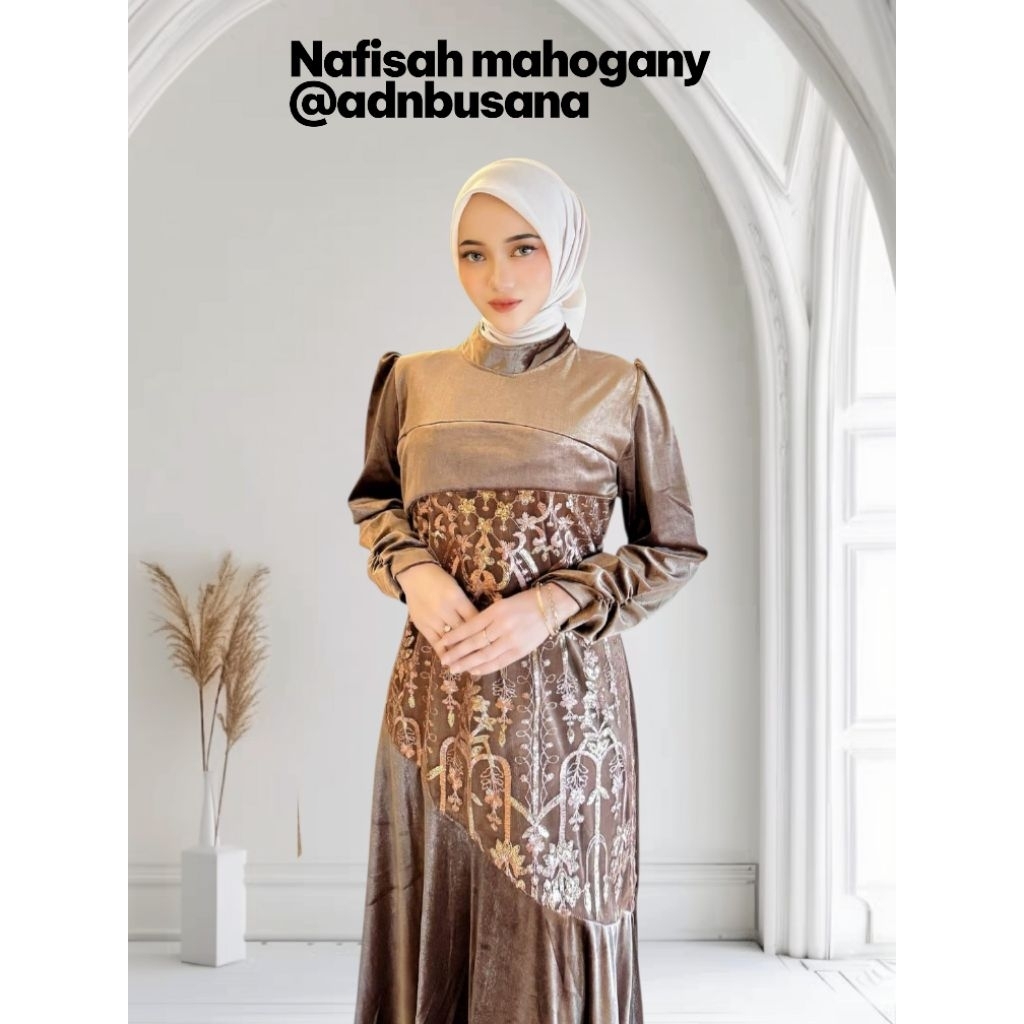 NAFISAH Gamis bludru lebaran pesta gamis kondangan