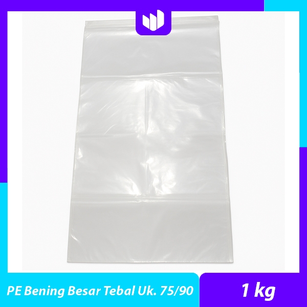 Kantong Plastik PE Bening Besar Tebal Uk. 75x130, 90x120 cm (1 kg)