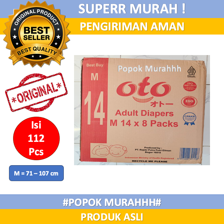 OTO Popok Perekat Dewasa - OTO Diapers Adult Popok Dewasa model Perekat M14 L14 XL12 Kemasan Dus