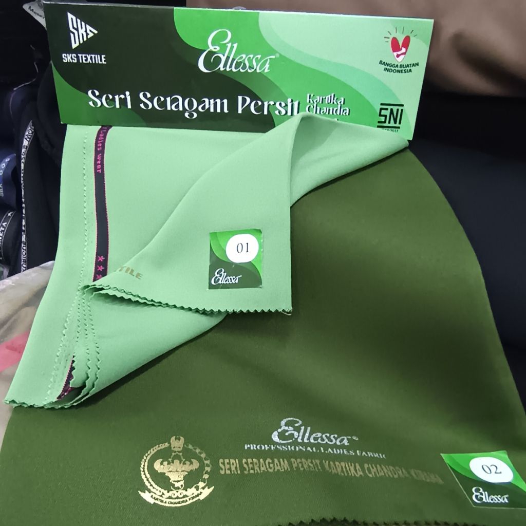 Kain persit original pesmium, kain dinas persit tebal lembut,hijau muda hijau tua