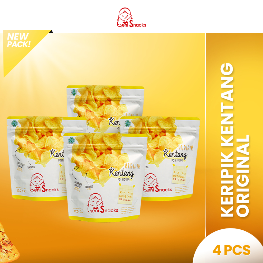 Leni Snacks 4 Pcs Keripik Kentang Original (New Pack)