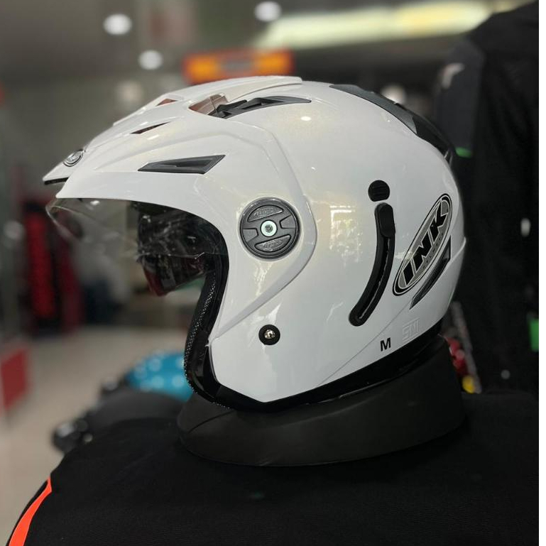 Helm Ink T1 Solid White Double Visor Extended Peak