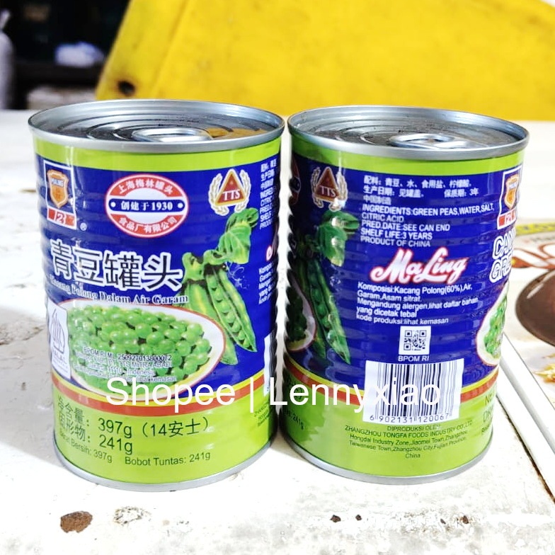Kacang Polong Hijau Kaleng Green Peas TTS Maling Ma Ling