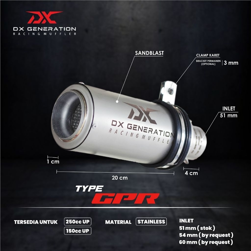 Knalpot ORIGINAL DX GPR Stainless (FULL SYSTEM) R25, MT25, CBR 250R, CBR 250RR, Ninja 250 Karbu, Nin
