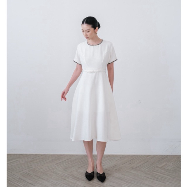 CROIA - Gabrielle Tweed Dress | Dress Tweed Wanita | Dress Wanita Midi | Pakaian Wanita