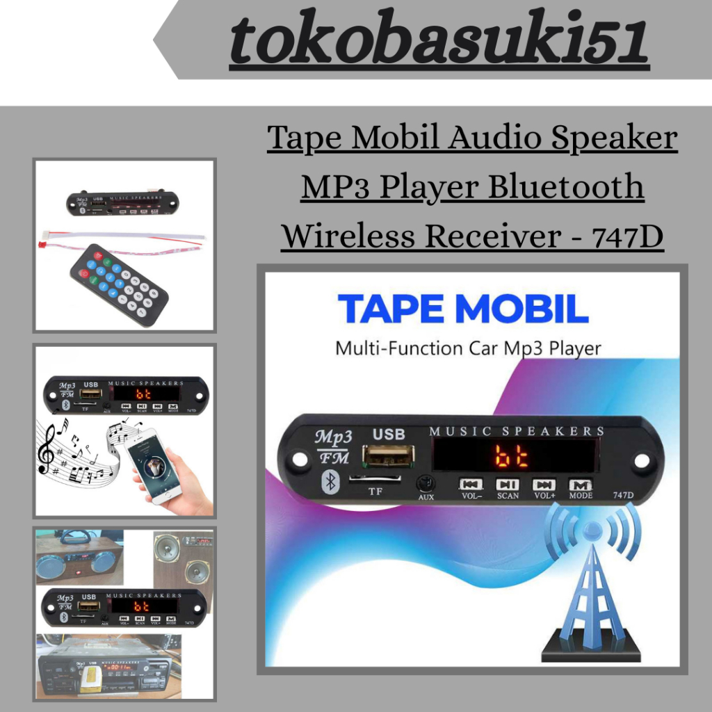 NEW PRODUK Tape Mobil Audio Speaker MP3 Player Bluetooth Wireless Receiver / Tape Mobil Bluetooth