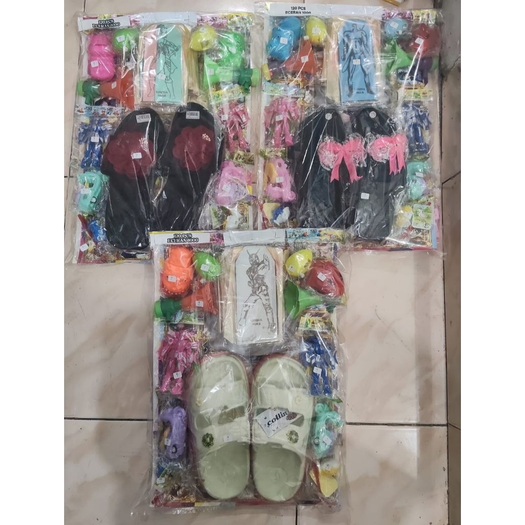 JOFESTORE88 ISI 120 PCS eceran 1000 UNDIAN SANDAL UNDIAN MAINAN TAS Mainan anak cabutan mainan cabut
