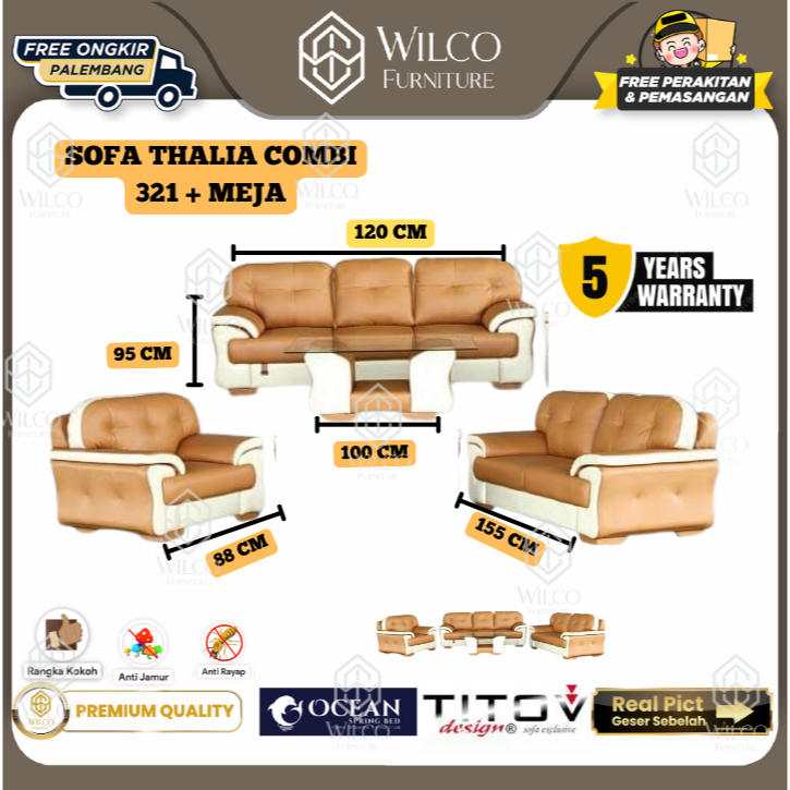 Sofa Tamu Ocean Thalia 321 + Meja Titov | Sofa Kursi Mewah Pejabat | Sofa Kursi Tamu Kantor