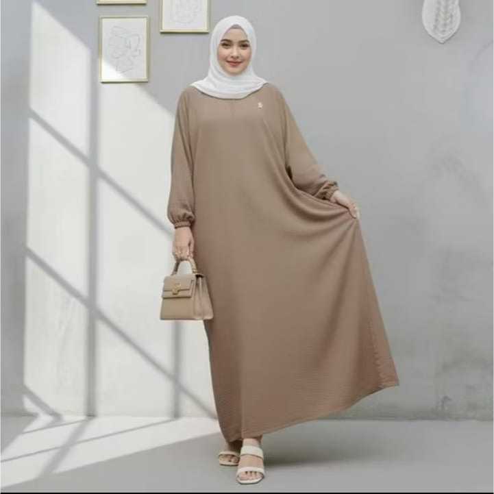 Baju Gamis Polos Wanita Crinkle Airflow Premium Longdress Terbaru Semi Abaya Baju Kurung
