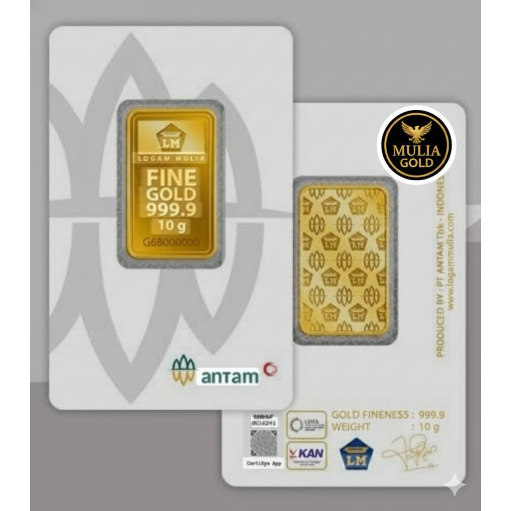 MULIA GOLD LOGAM MULIA EMAS ANTAM 10 GRAM ASLI