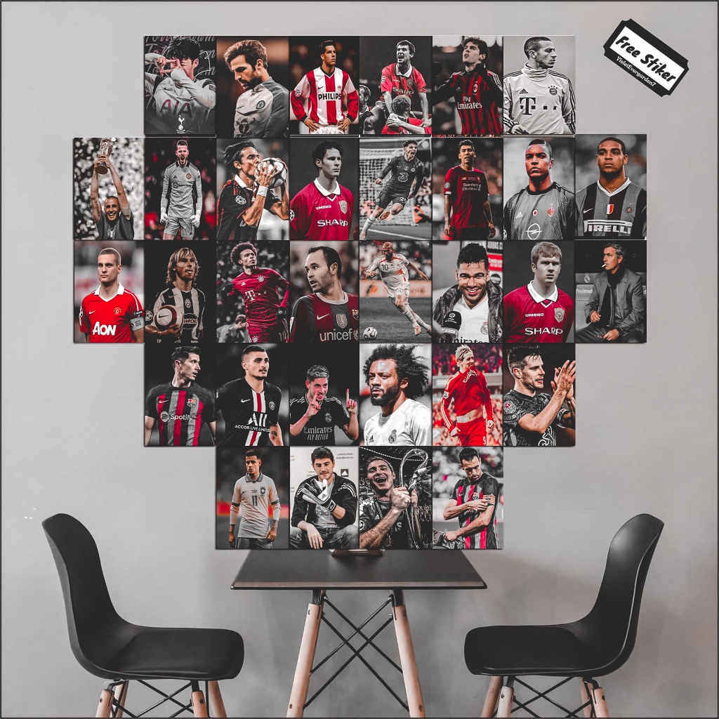 Hiasan Dinding Football Best Player Histori/Poster Aesthetic Para Pemain Bola Trend/Free Custom