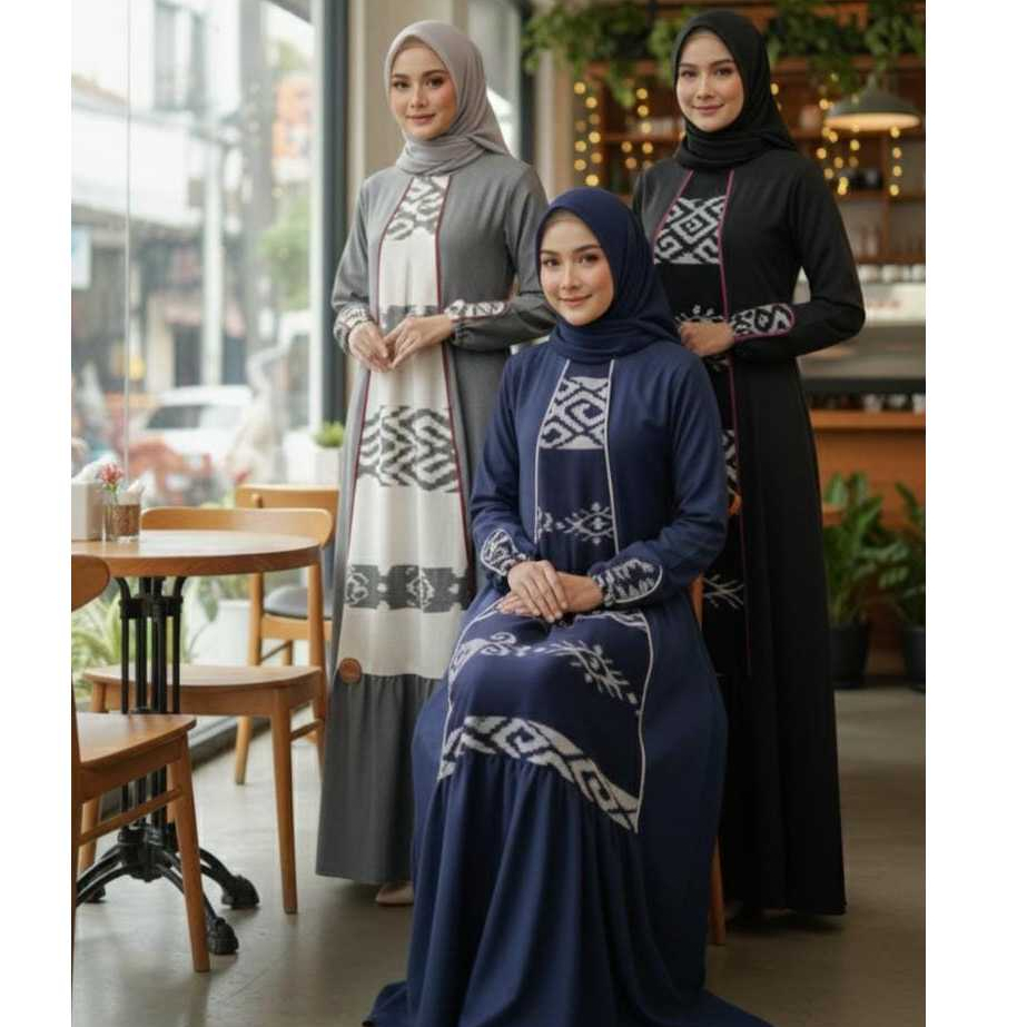 Zisheeri Original Gamis Terbaru Yumna Dress Mix Tenun