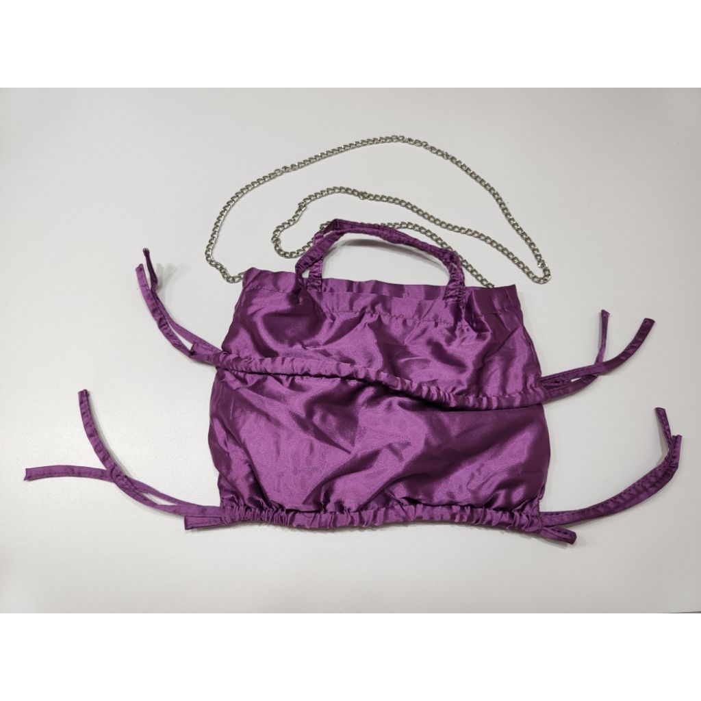 Tas wanita warna ungu polos, bahan kain