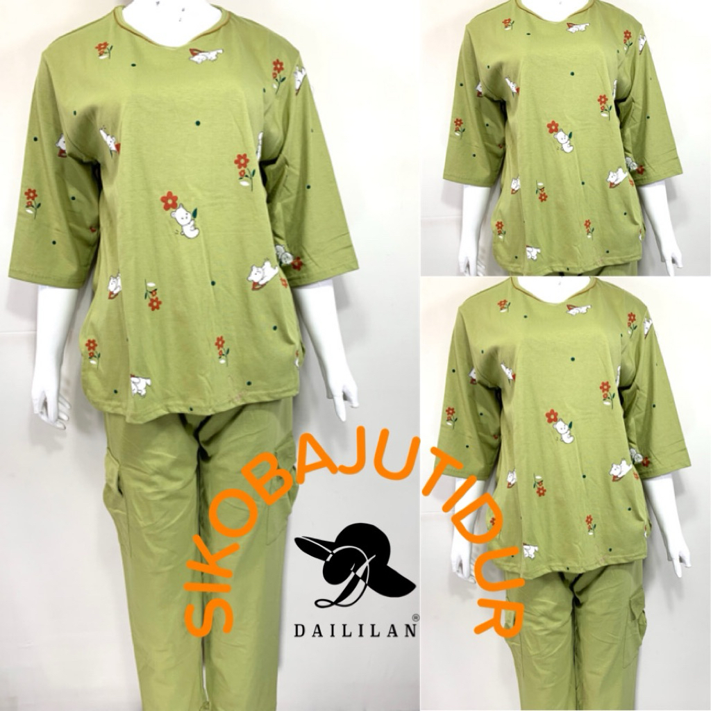 Sikobajutidur - Daililan Cp Lengan 7/8 | Baju Tidur Piyama Wanita Dewasa | Baju Tidur Daililan | Tes
