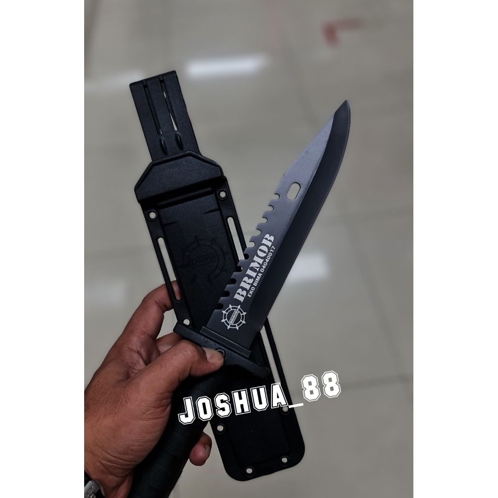 Pisau Tactical Military Custom Ukir Logo Brimob Polisi Bisa Ukir Nama Logo Sendiri