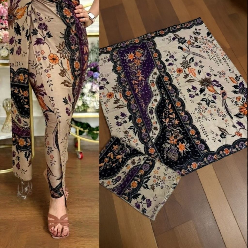 KAMEN SET SELENDANG MOTIF BATIK TRADISIONAL BATIK SUTRA PARIS ATBM KAIN LEMBARAN BAWAHAN KEBAYA WISU