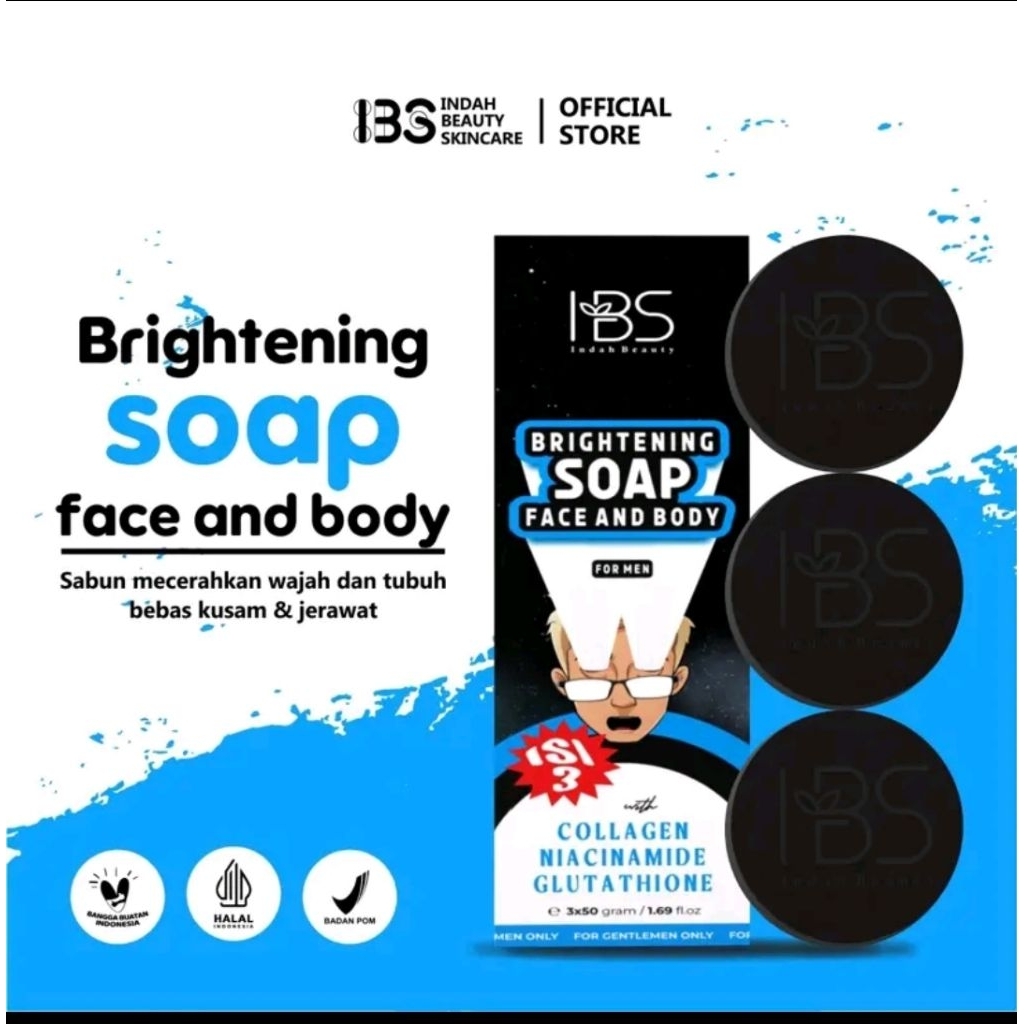 IBS Facial Wash For Men With Glutathione Sabun Muka Cowok 50 Gram