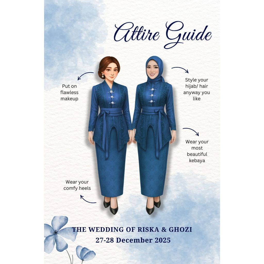 Jasa Desain Custom Bridesmaid Card/ Attire Guide Card