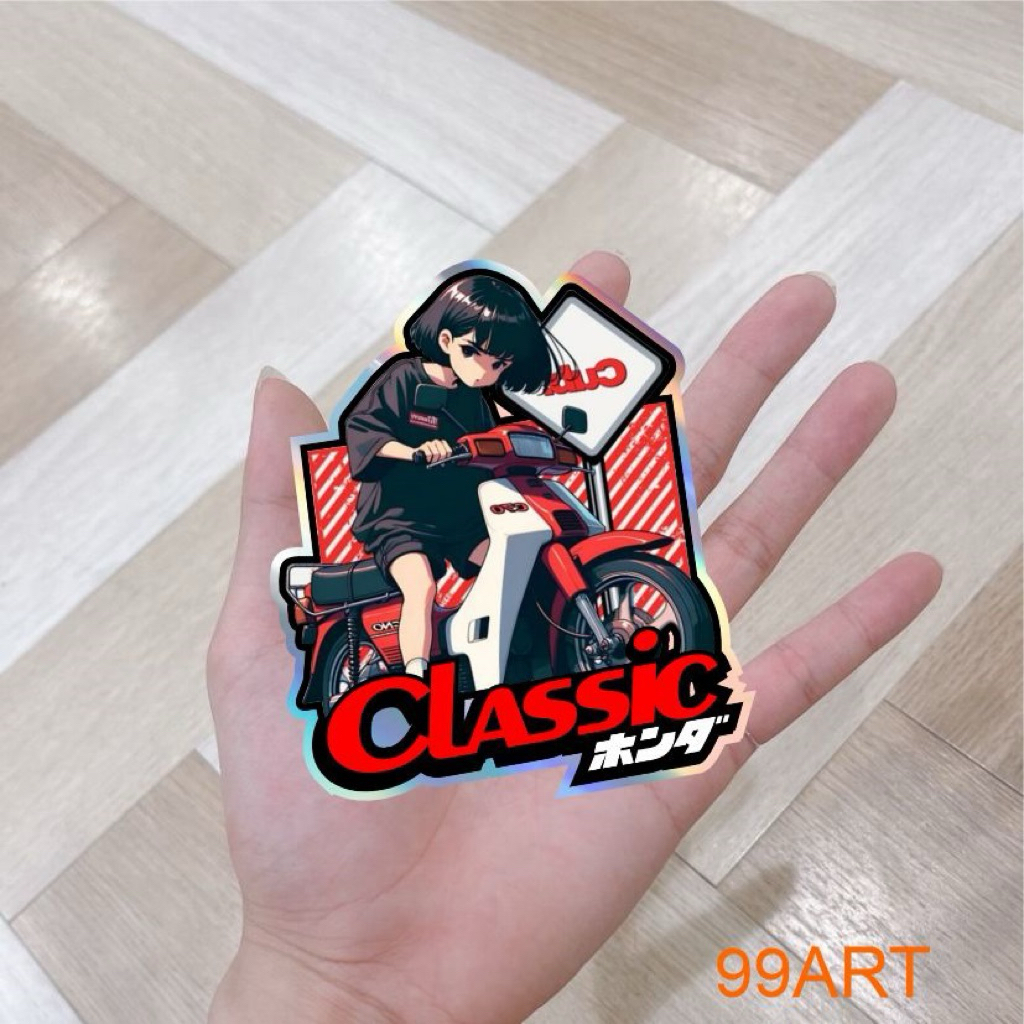stiker honda classic, stiker kanji japan model honda, stiker timbul