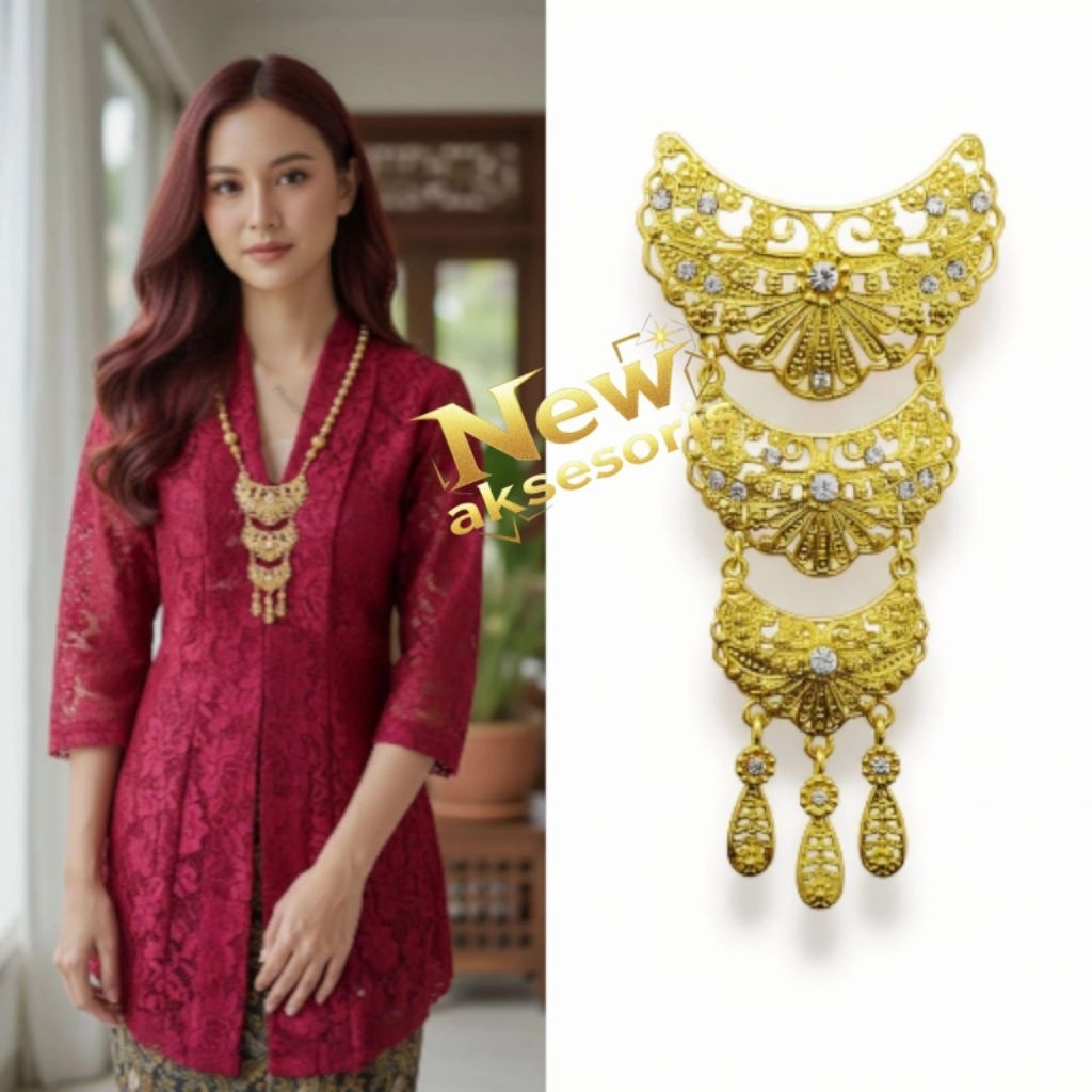 Kalung Kebaya Kutubaru Etnik Mewah  Aksesoris Adat Bugis Makasar Bali Pin Baju bodo Modern