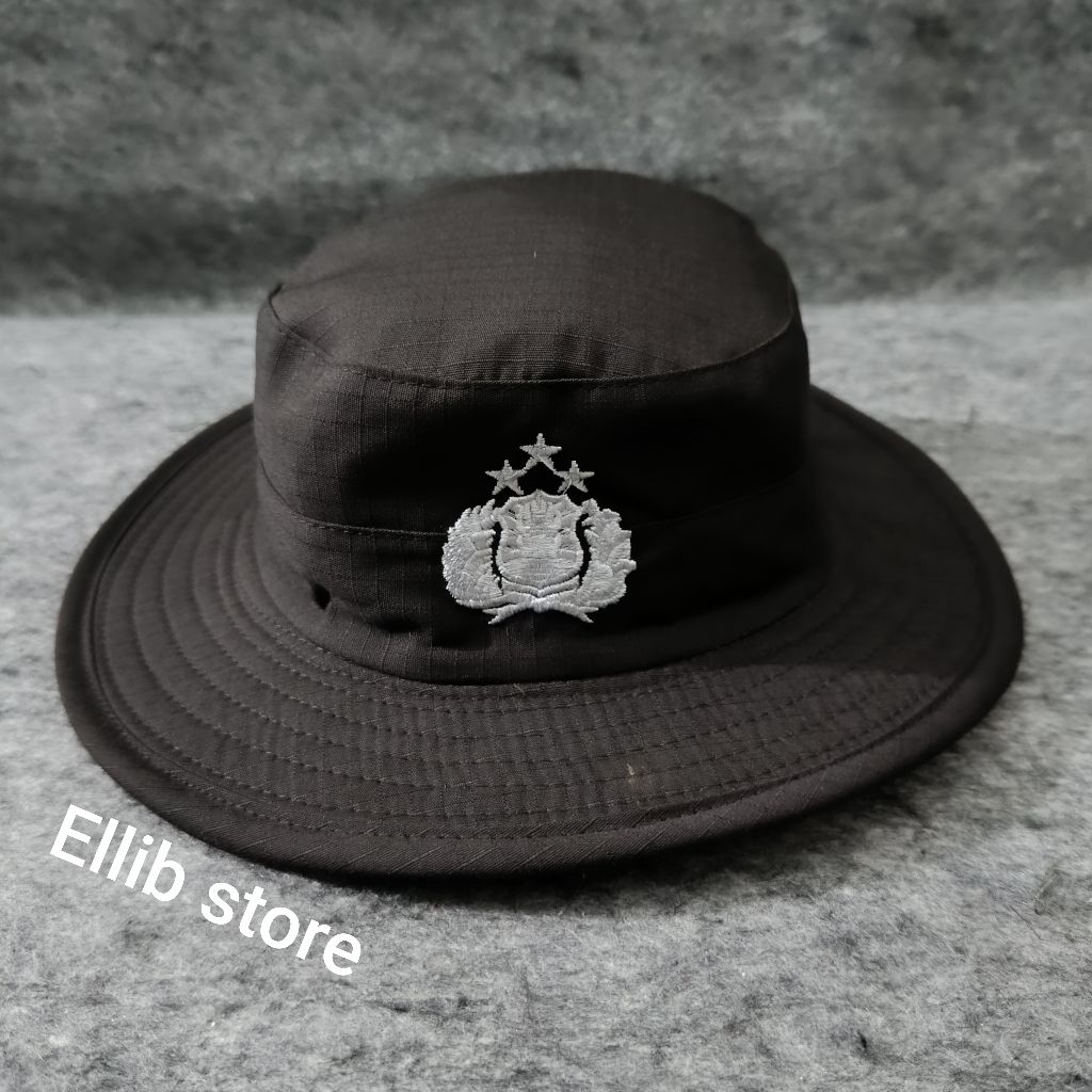 Topi Rimba Coklat Polri Bolak Balik / Topi Rimba Coklat Polisi / Topi Rimba Coklat Polri