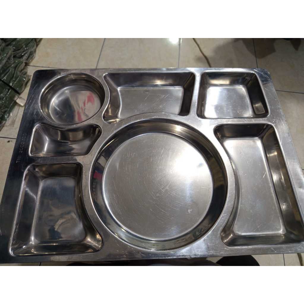 Tempat Makan Ompreng Stainless 7 Sekat Jatah TNI AD Asli