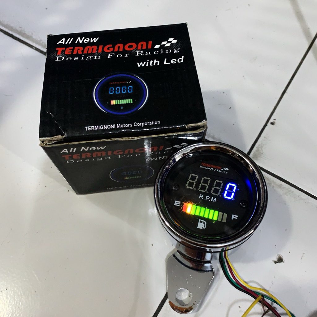 Rpm Tachometer + Ampere Bensin Digital LED 2 in 1  universal Motor