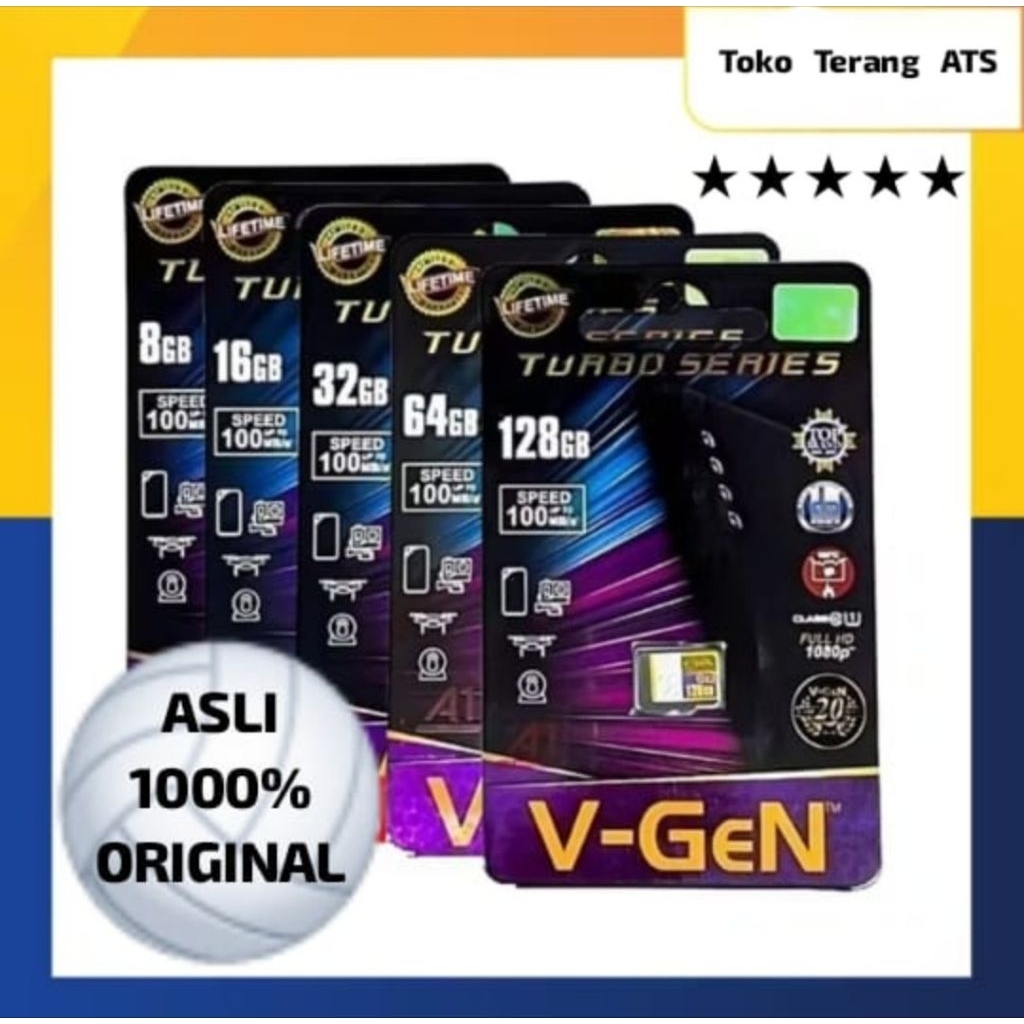 Vgen Turbo 8GB 16GB 32GB 64GB 128GB Memory card Class 10 Original Kartu Memori V-Gen Vgen Turbo 8GB 