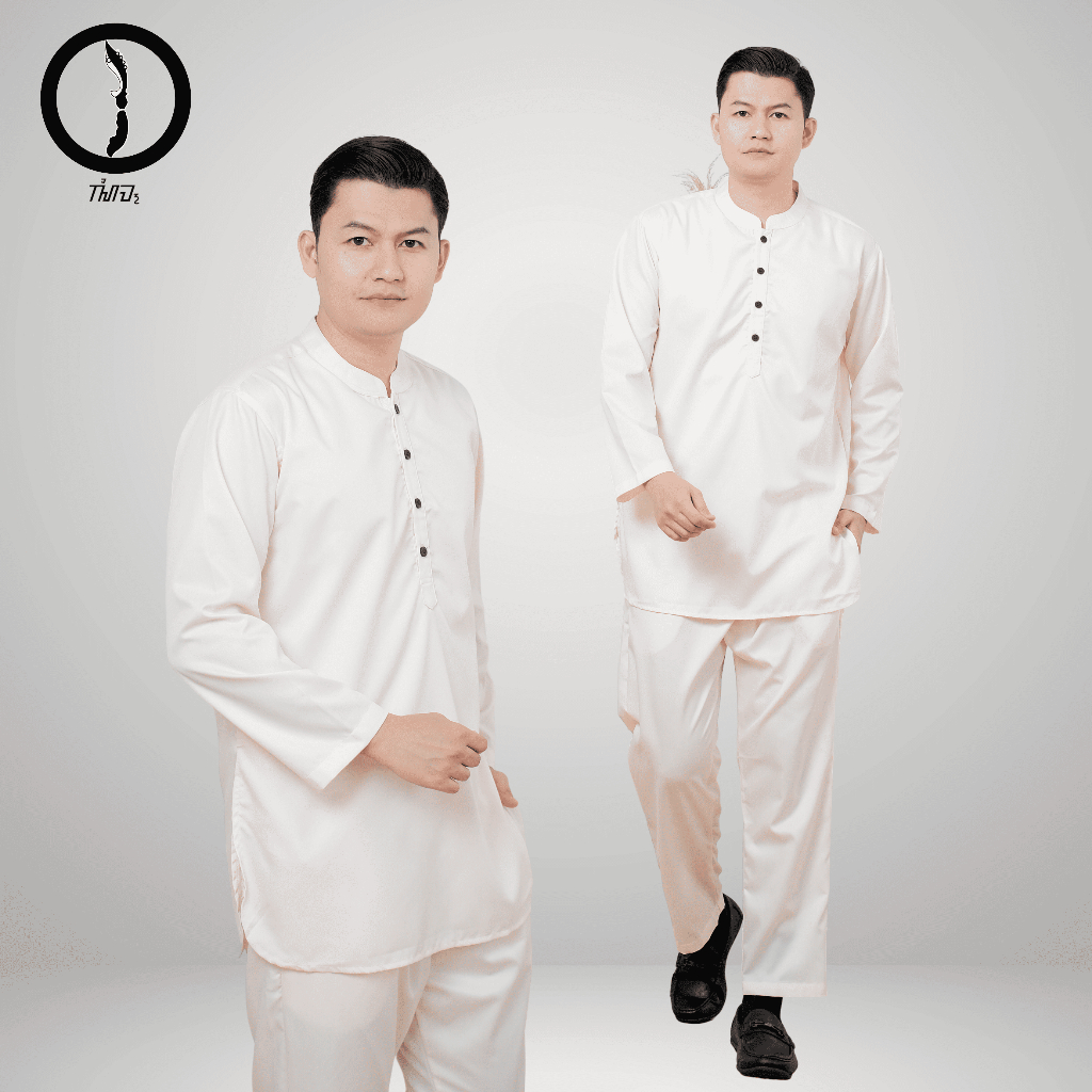Pakaian Muslim Pria Baju Koko Stelan Satu Set Model Polo Bahan Katun Original Kerah Berkancing