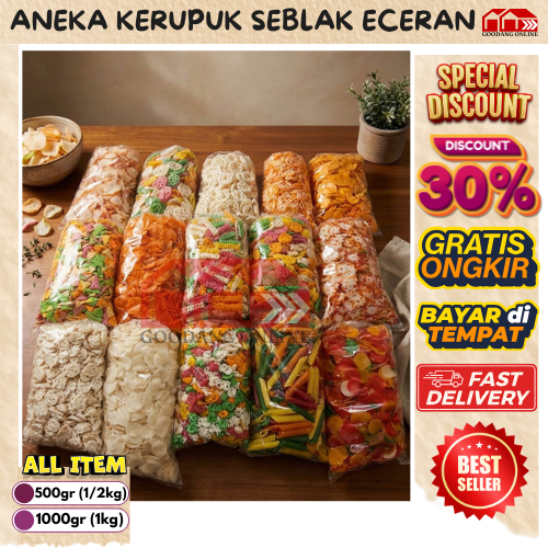 Kerupuk seblak mentah kiloan aneka macam kerupuk & toping baso aci FREE BUBBLE WRAP All Varian