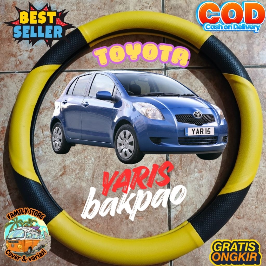Cover stir / Sarung stir mobil Toyota Yaris BAKPAO Bungkus stir variasi sabit pelindung stir untuk m