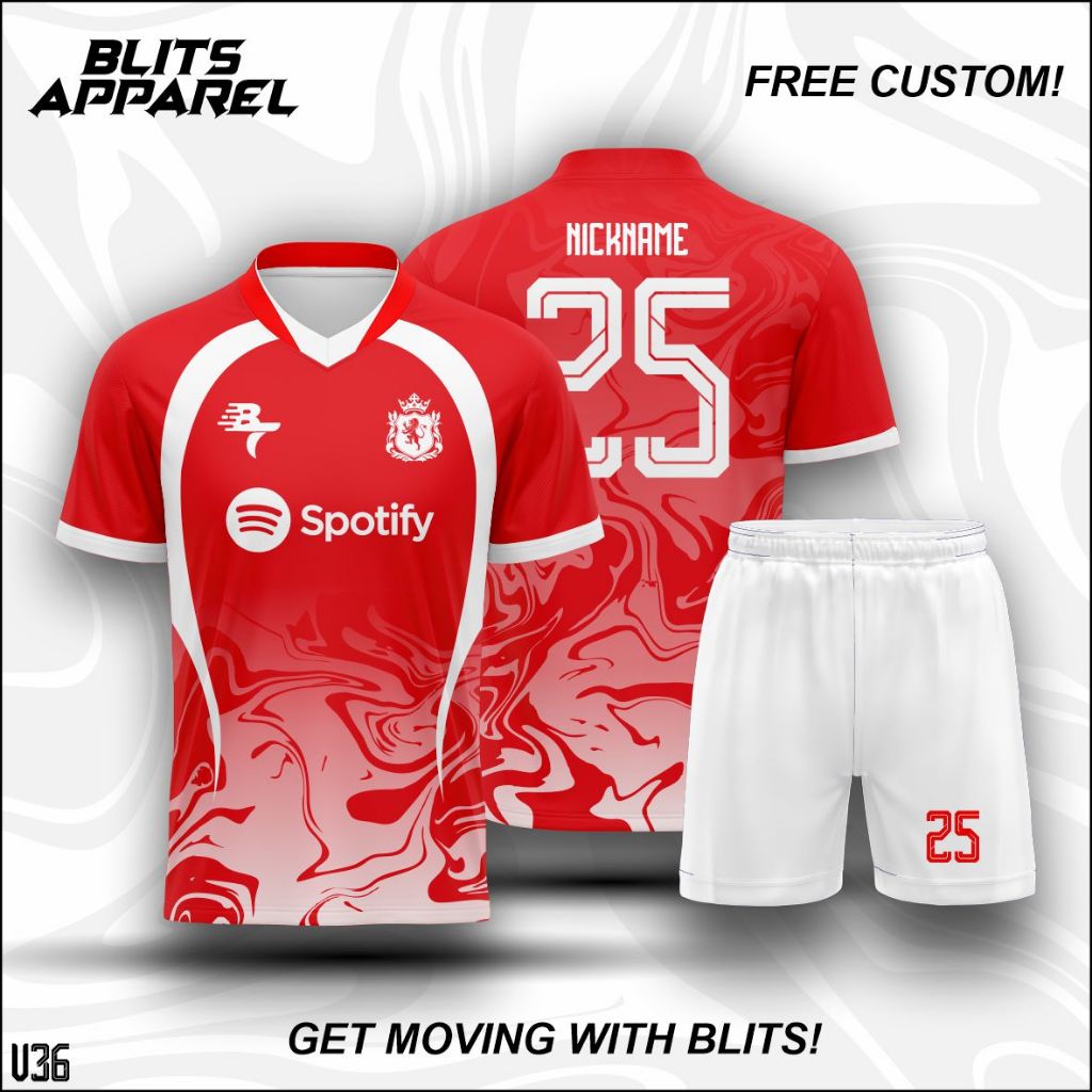 Jersey Futsal/Jersey SepakBola/Jersey Custom Warna Merah,Bisa Satuan,Free Custom Nama,Nomor,Logo Dan