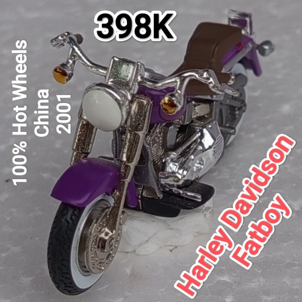 Hot Wheels Skala 64 Sepeda Motor Harley Davidson Fatboy Ungu Loose