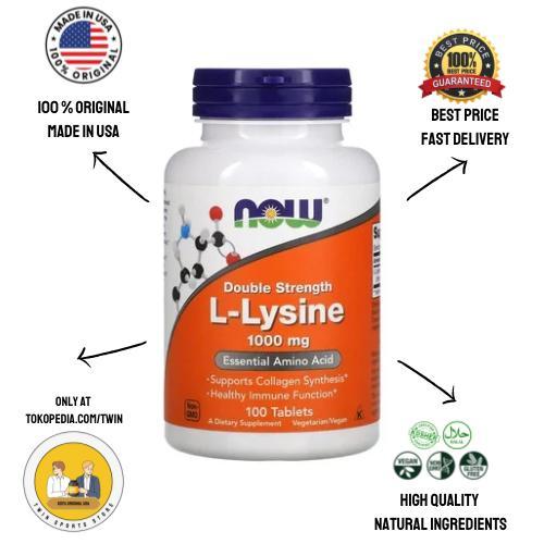 NOW Foods L-Lysine 1000mg 100 tabs Double Strength L-Lysine