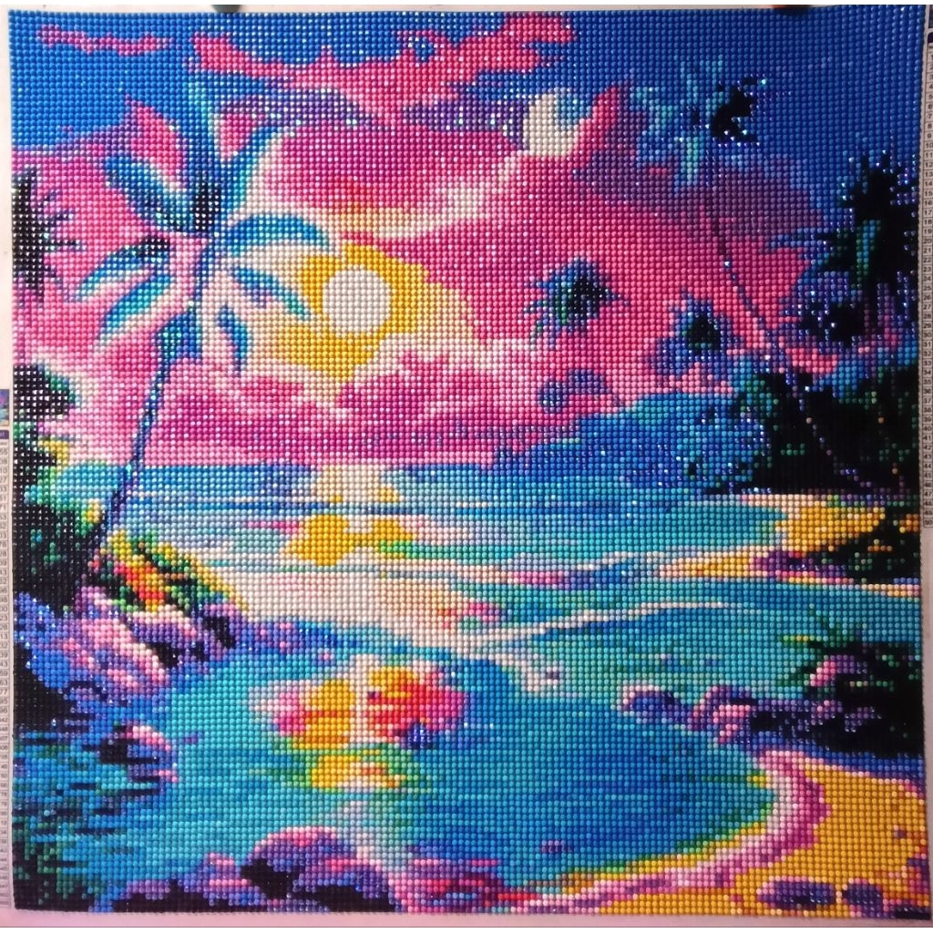 DIY 5D Diamond Painting TROPICAL BEACH 40*40cm ( Sudah Jadi )