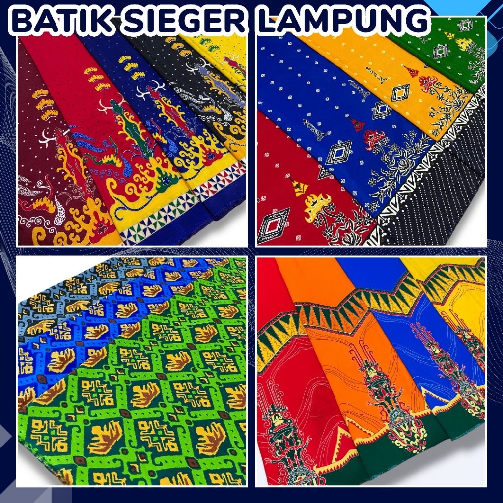 KAIN BATIK MOTIF SIGER LAMPUNG BAHAN SANWOS FOIL DAN DOBBY HALUS METERAN