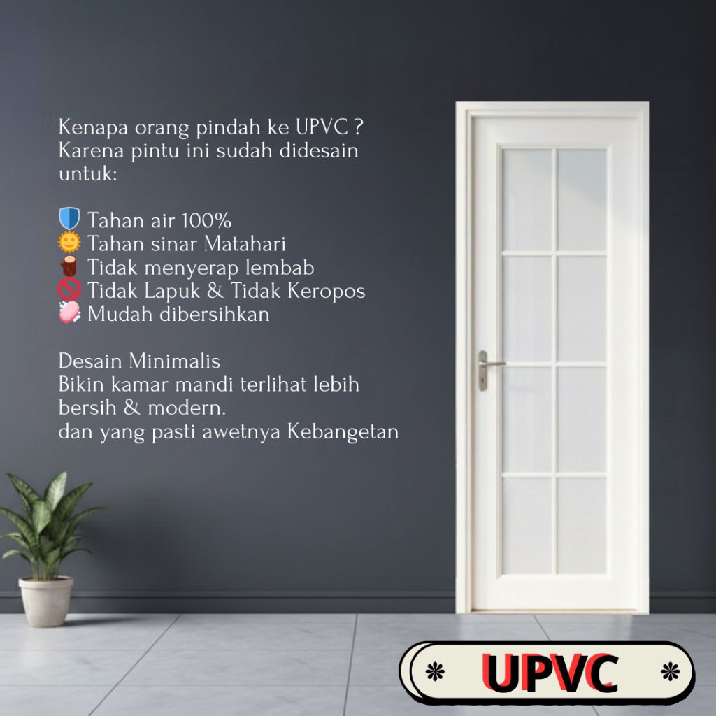 Pintu Kamar Mandi UPVC Minimalis Moderen