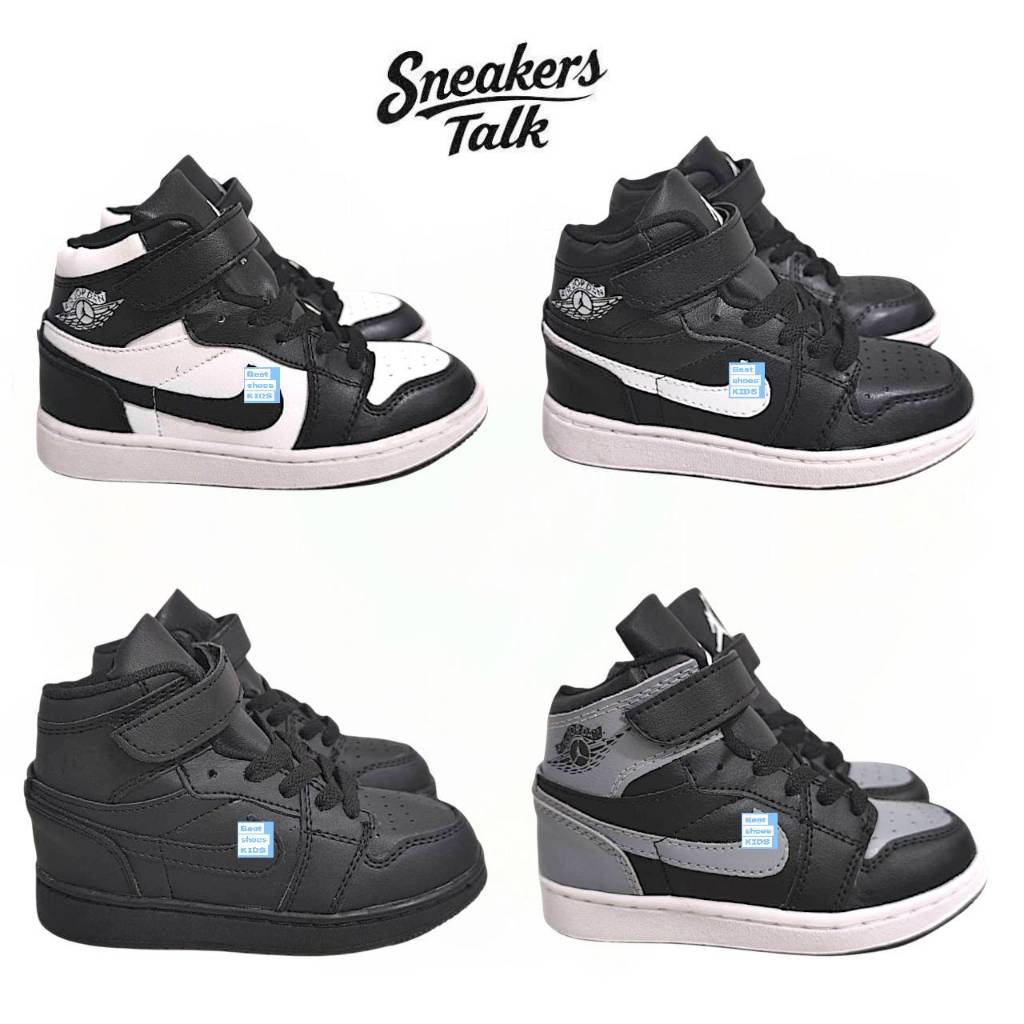 Sepatu Jordan Anak Laki Laki Black White 1 - 10 Tahun / Sepatu Anak Sekolah SD TK Paud Hitam Putih