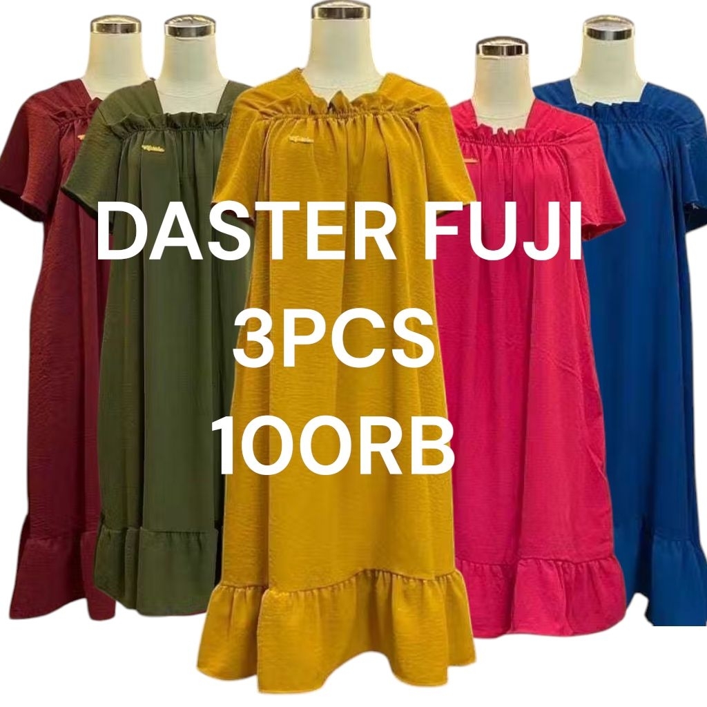 Paket Hemat 3 Pcs Home dress Daster Fuji Crinkle Airflow Kekinian // Daster Fuji Bahan Crinkle Airfl