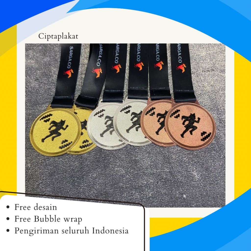 Medali Logam Custom | Medali Juara Lomba Premium | Free Desain | Medali Murah Terlaris