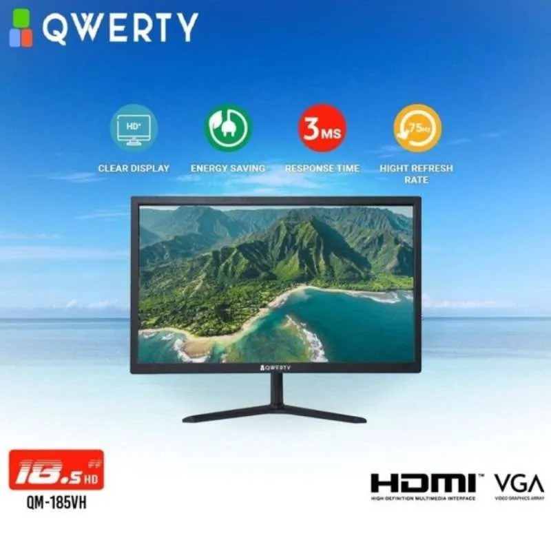 LED Monitor Komputer 19 Inch QWERTY QM-190VH HD – HDMI + VGA – Layar LCD LED Monitor PC