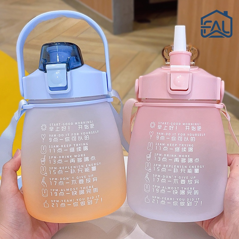 JUMBO GRATIS Motivasi Stiker Botol VIRAL KOREA GEMOY 1500ml 1.5L Air Minum Rainbow Gradasi Pelangi 1