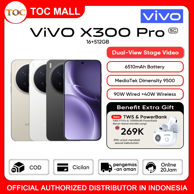 HP Vivo X300 Pro 5G 16/512GB NFC 200MP ZEISS APO Telephoto Cameraa, Dimensity 9500 Garansi Resmi