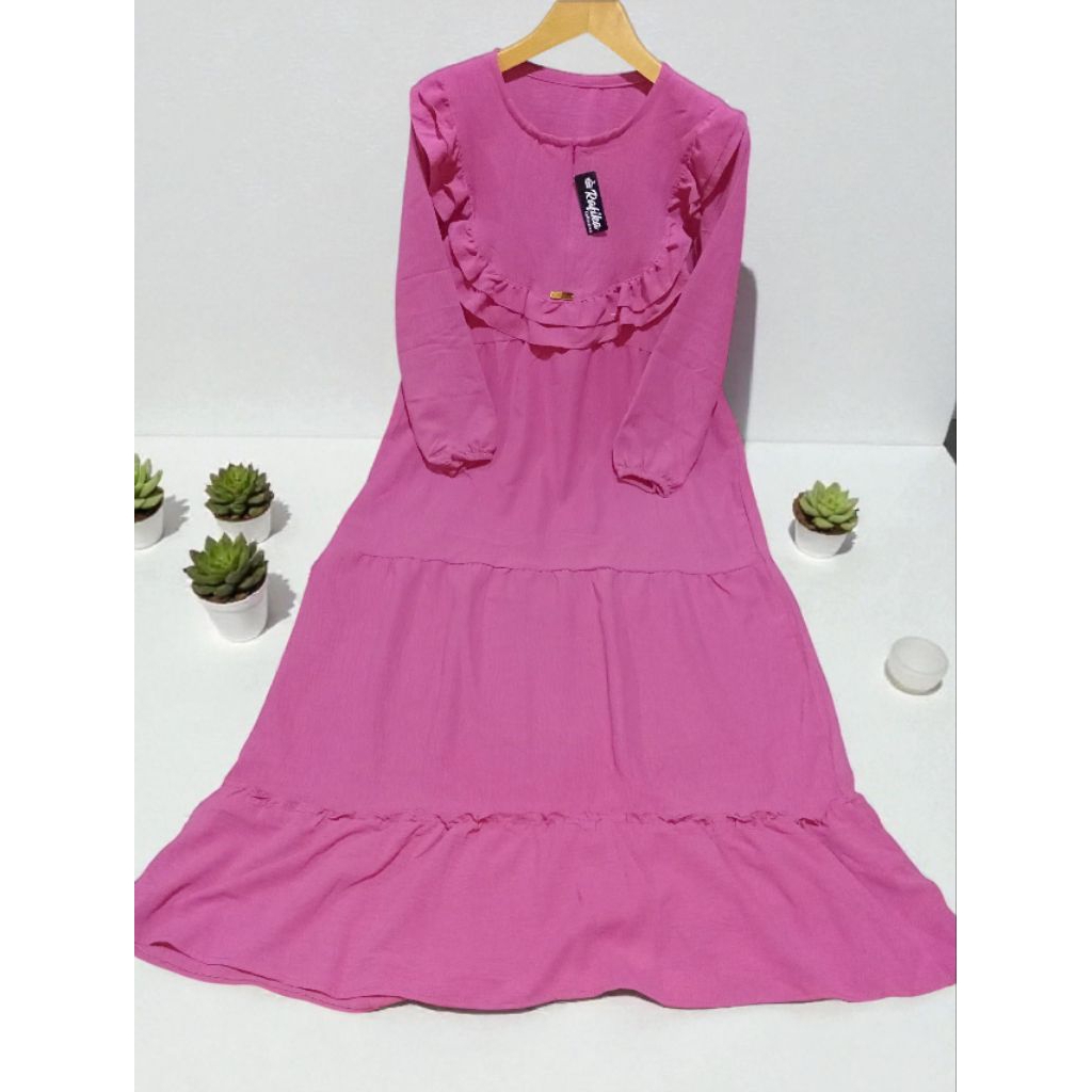 Gamis crinkle airflow premium/Longdress bahan crinkle